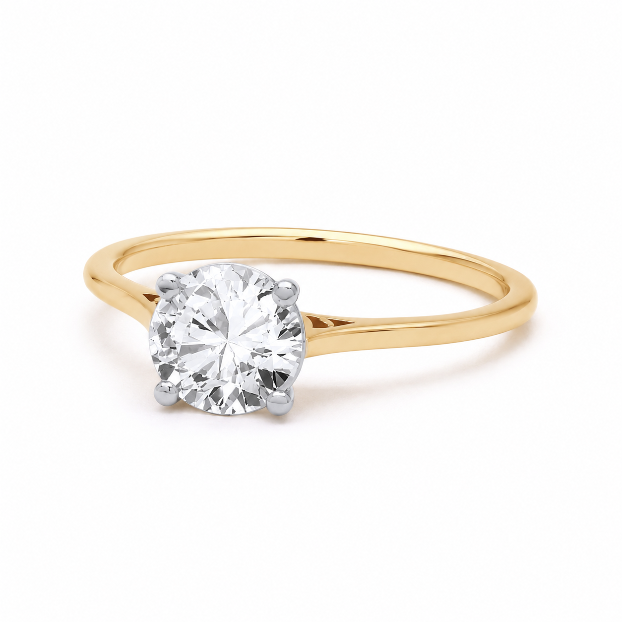 8mm Solitaire Engagement Ring 18ct Gold on Solid Sterling Silver 925 Size J-V