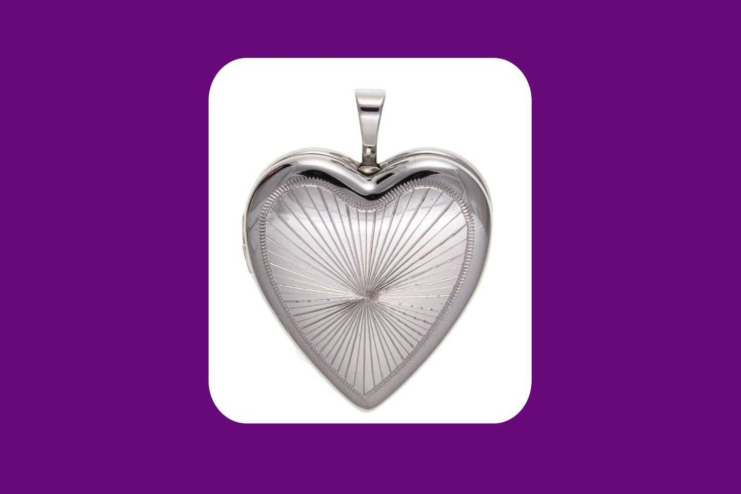 Sunray Design Heart Locket Solid Sterling Silver 925 Hallmark 20mm