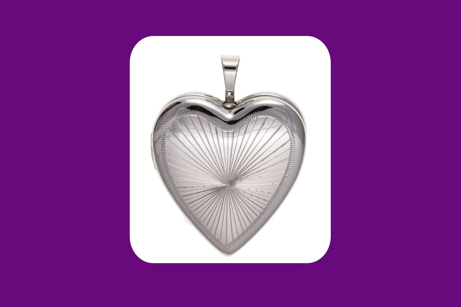 Sunray Design Heart Locket Solid Sterling Silver 925 Hallmark 20mm