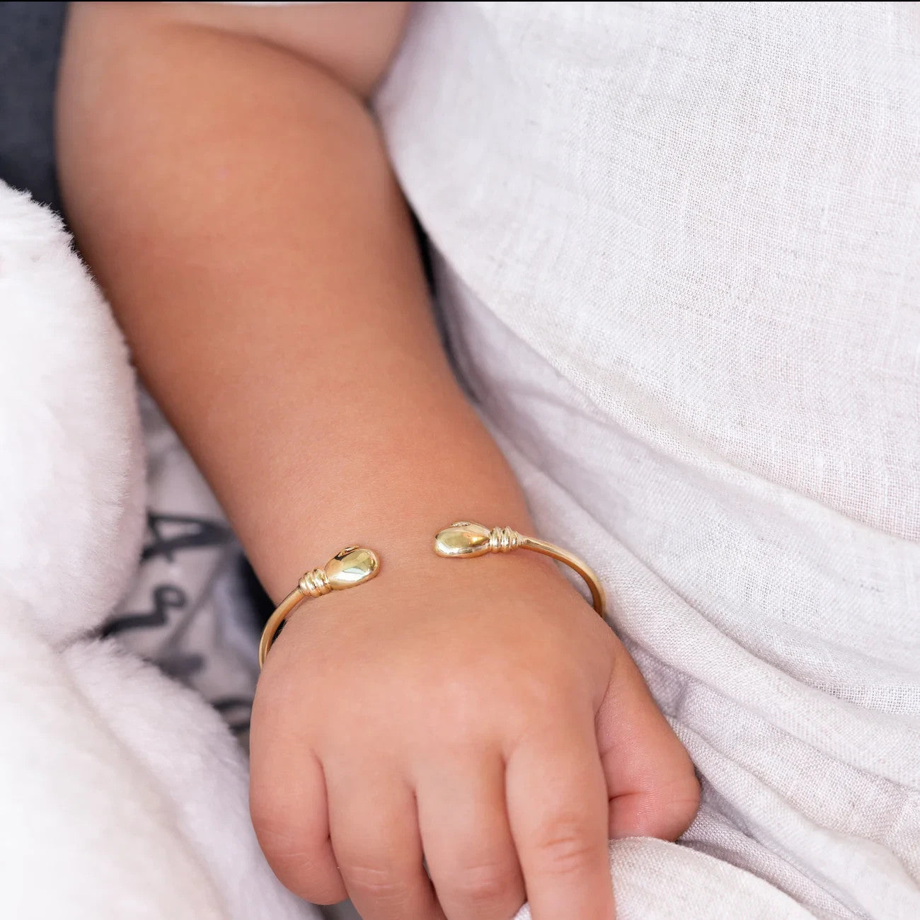 Baby Boxing Glove Torque Bangle 18ct Gold on Sterling Silver 925 Hallmark