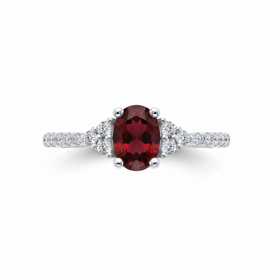Ruby Oval Solitaire Ring Solid Sterling Silver 925 Hallmark Sizes K - S