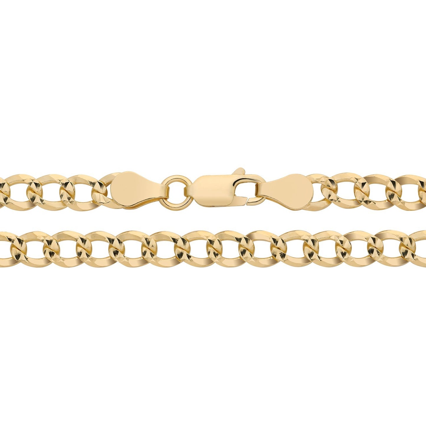 18ct Gold Curb Chain on Solid Silver 20"  5.2mm Wide British Made Hallmarked