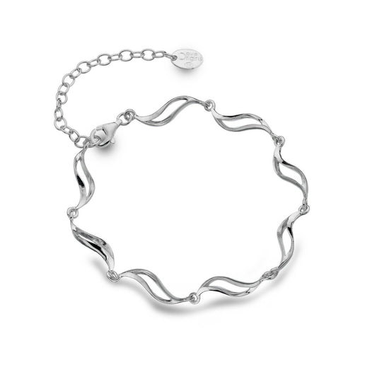 Silver Ocean Waves Bracelet Solid Sterling Silver Hallmarked Luxury Box