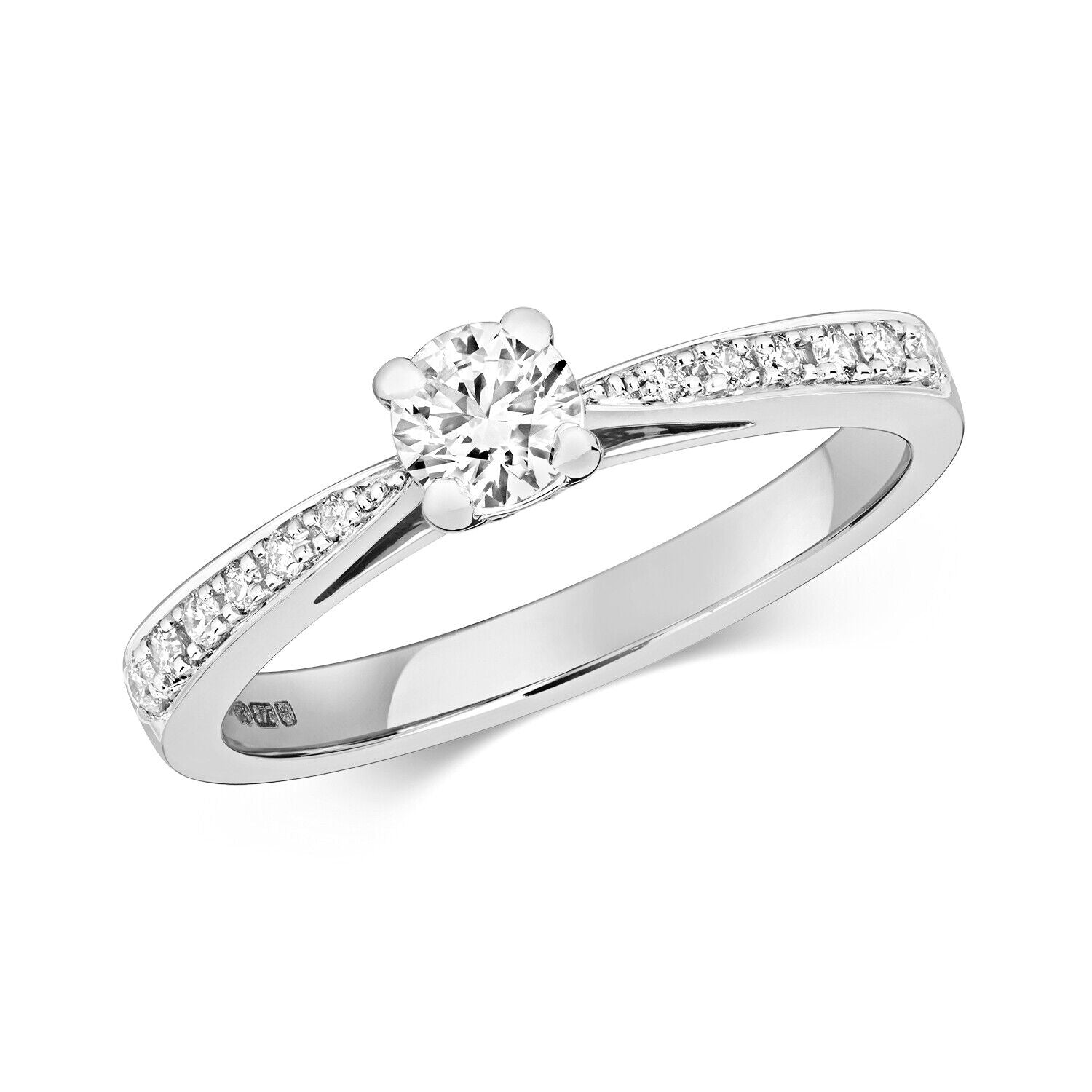 Real Diamond Solitaire Ring 9ct White Gold 0.47 Carat Weight Engagement