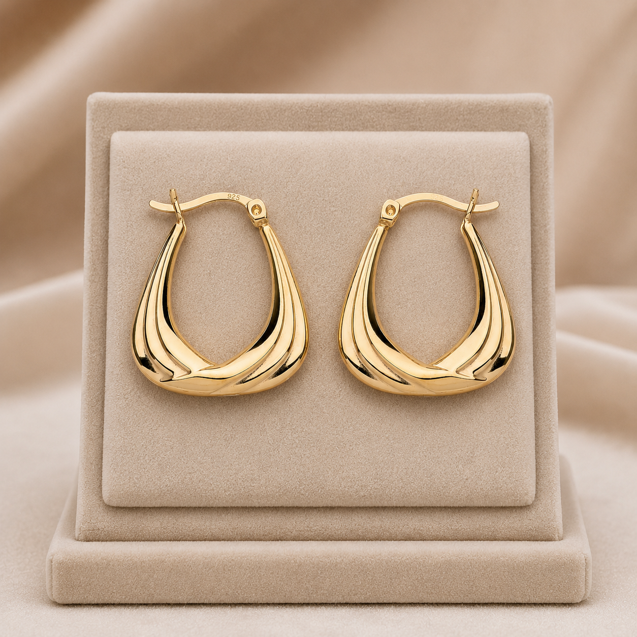 Twist Handbag Creole Hoop Earrings 18ct Gold on 925 Sterling Silver 23mm