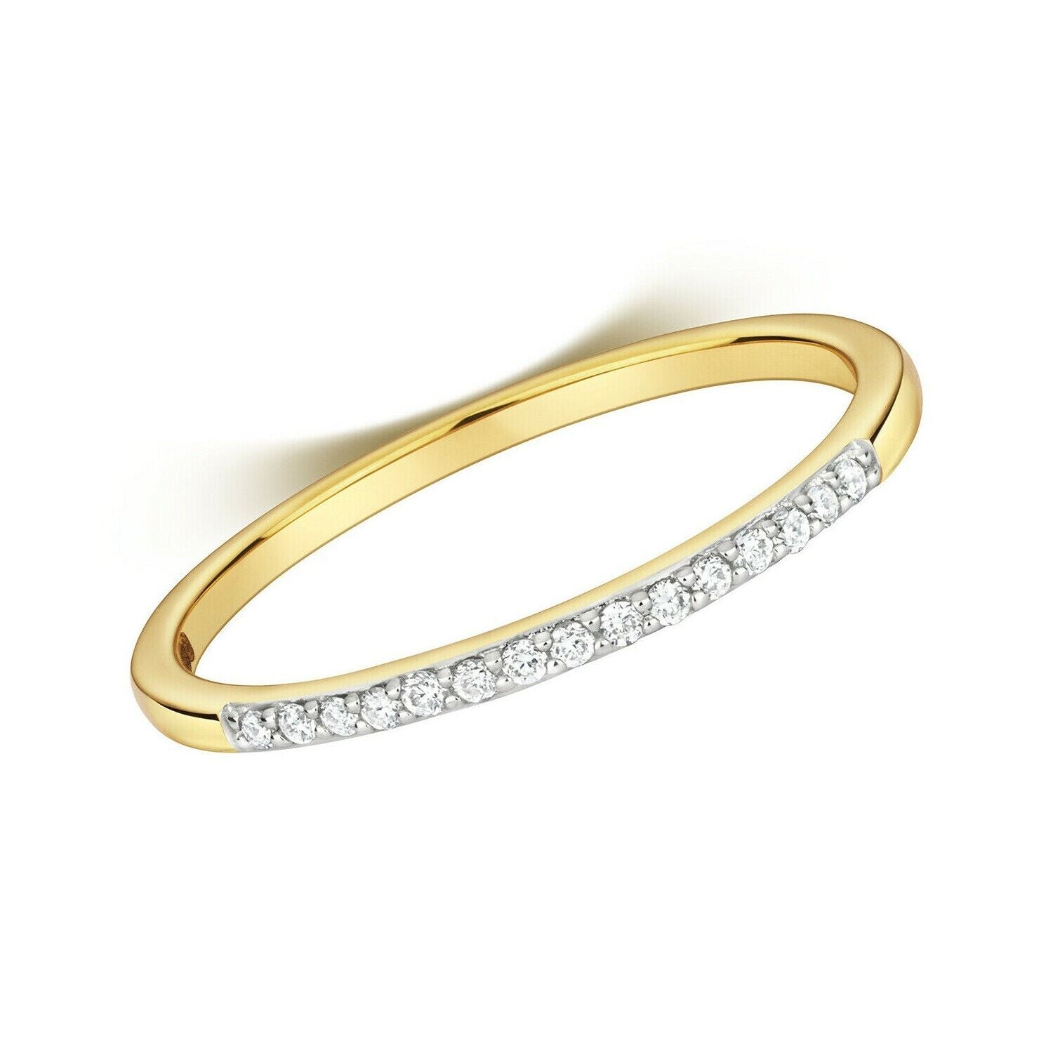 Real Diamond Ring Solid Yellow Gold Grain Set Eternity Anniversary Band Size J-Q