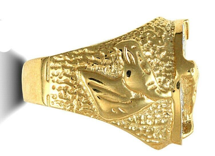 Yellow Gold Horseshoe Ring Men's HEAVY Solid 9 Carat Hallmarked British Made