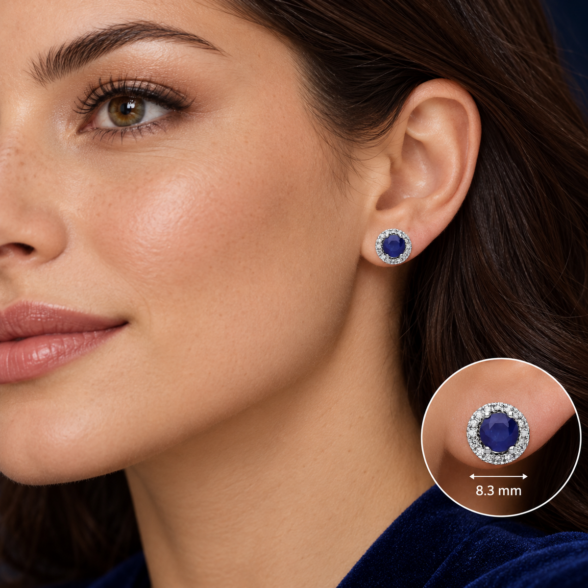Sapphire and Diamond Earrings 9ct White Gold Real Mined Sapphires and Diamonds