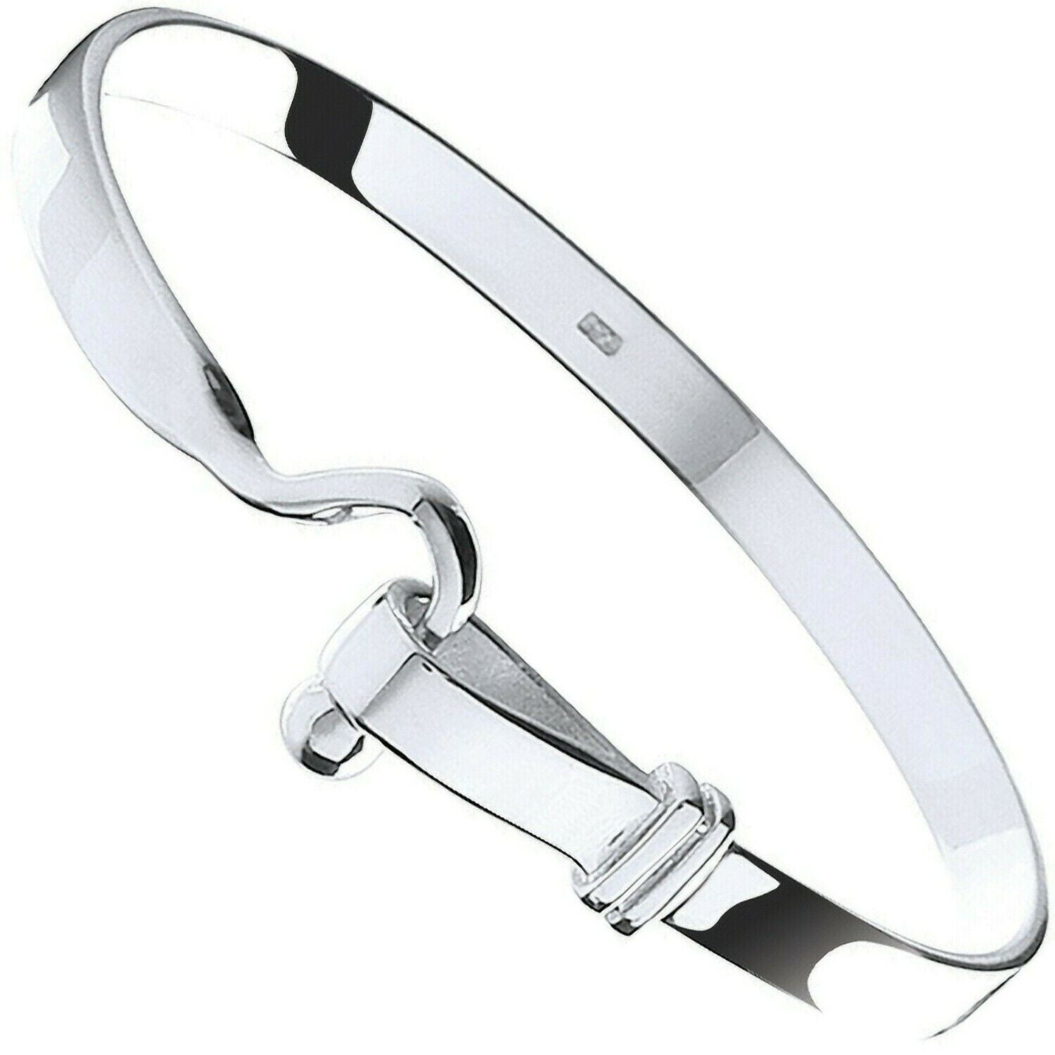 Silver Hook Baby Bangle Hallmarked British Made Boys and Girls Christening Boxed