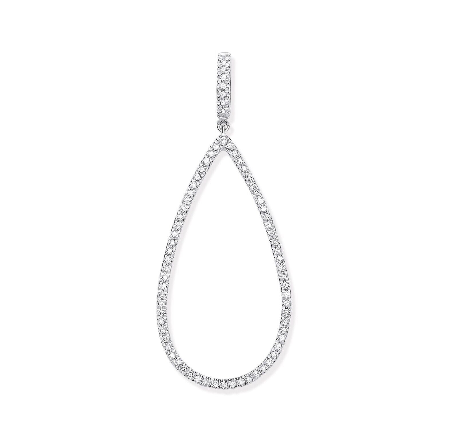 9ct White Gold 0.23ct Pear Shaped Drop Pendant Hallmarked