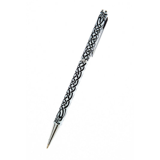 Ballpoint Pen Silver Plated Matt Celtic Bird Designer Black Ink Brand New Boxed