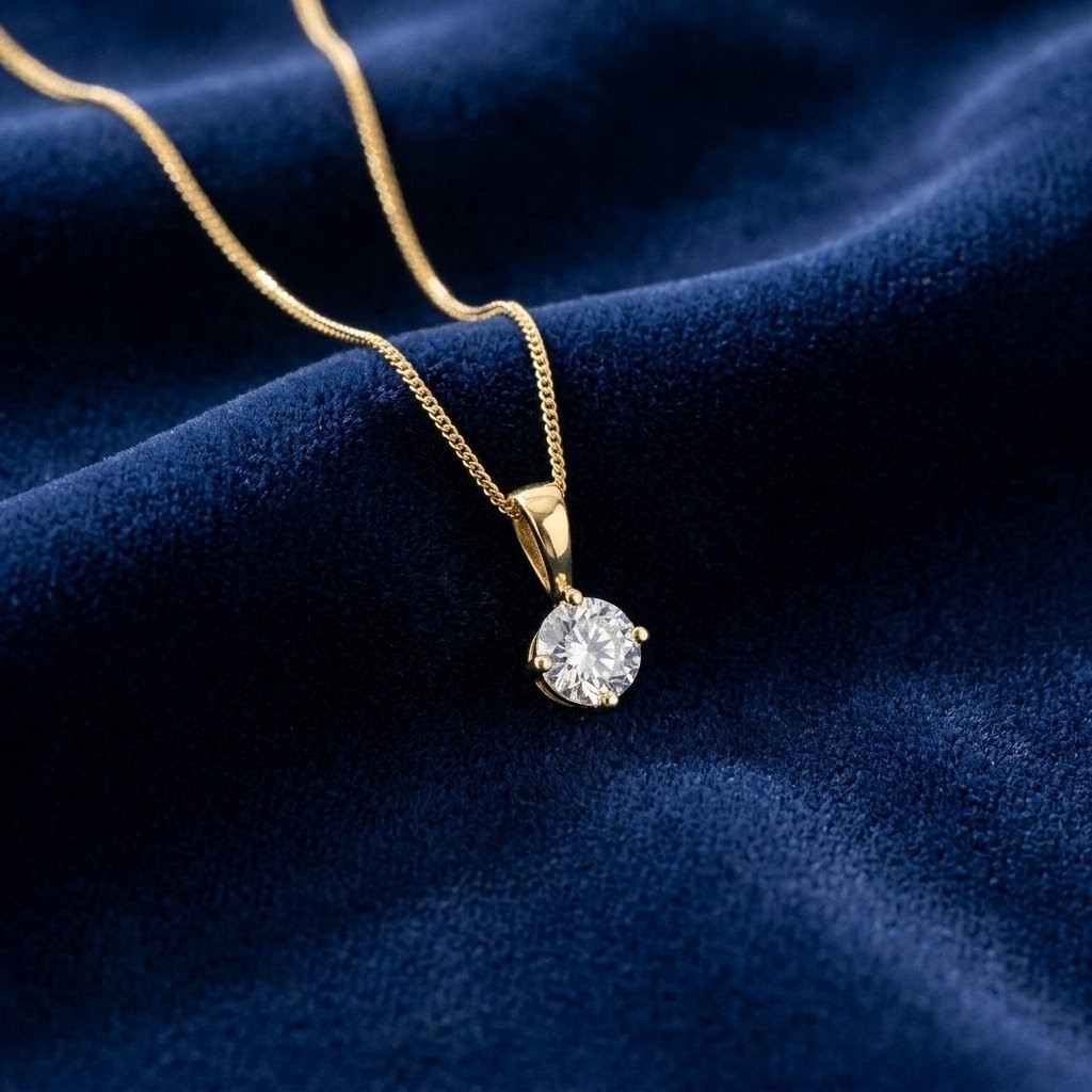 18ct Yellow Gold 0.50ct Claw Set Diamond Solitaire Pendant Hallmarked