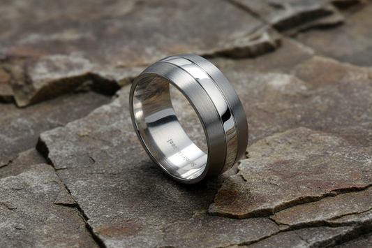 Fred Bennett Two Tone Spinning Band Ring Brushed and Polished R2510