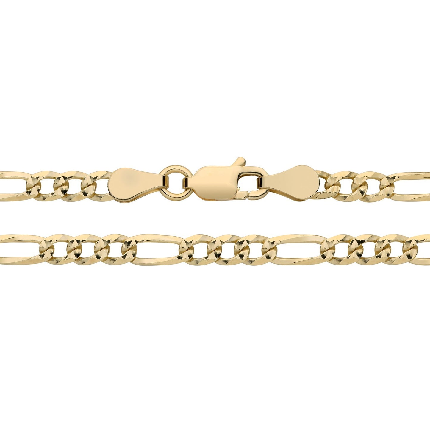 18ct Gold Pave Figaro Chain on Solid Silver Hallmarked 3.5mm wide 16" 7 grams