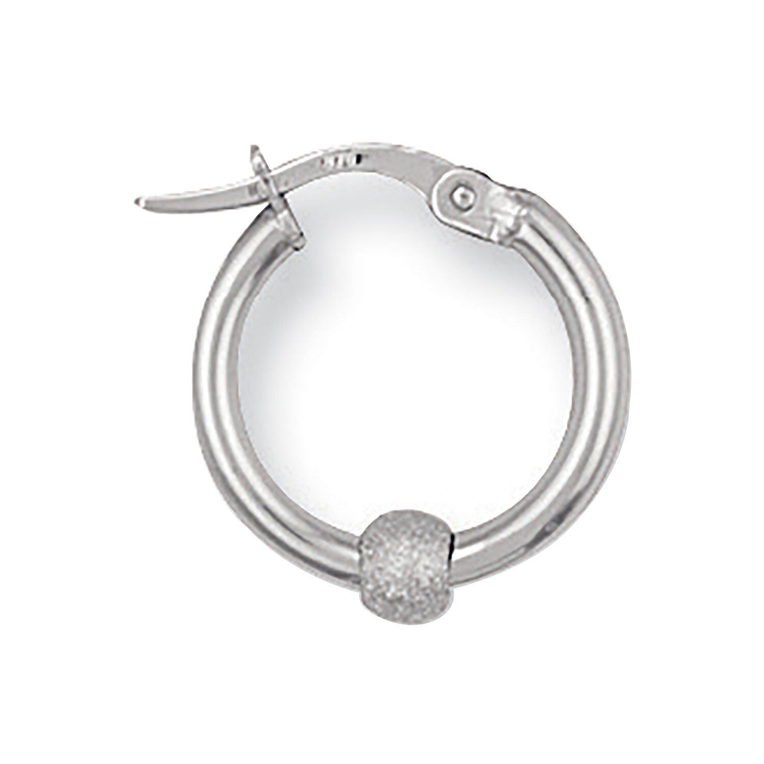 9ct White Gold Hoop Earrings Glitterball Design  - 17mm Hallmarked