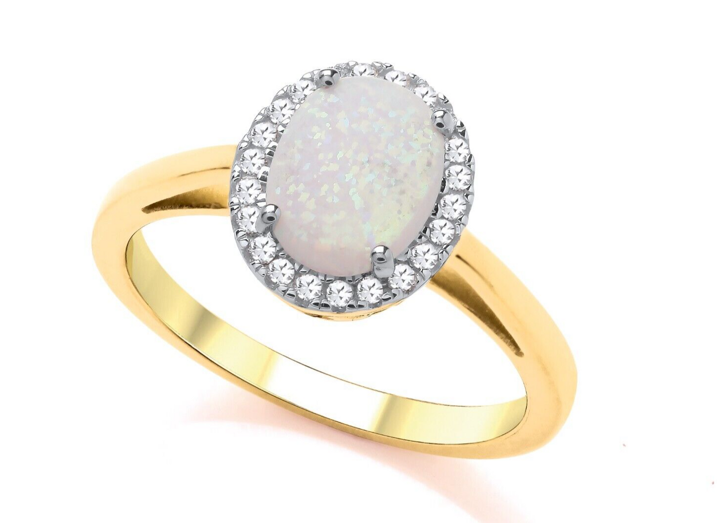 9ct Yellow Gold Opal Cluster Ring Engagement Hallmarked Sizes L - R