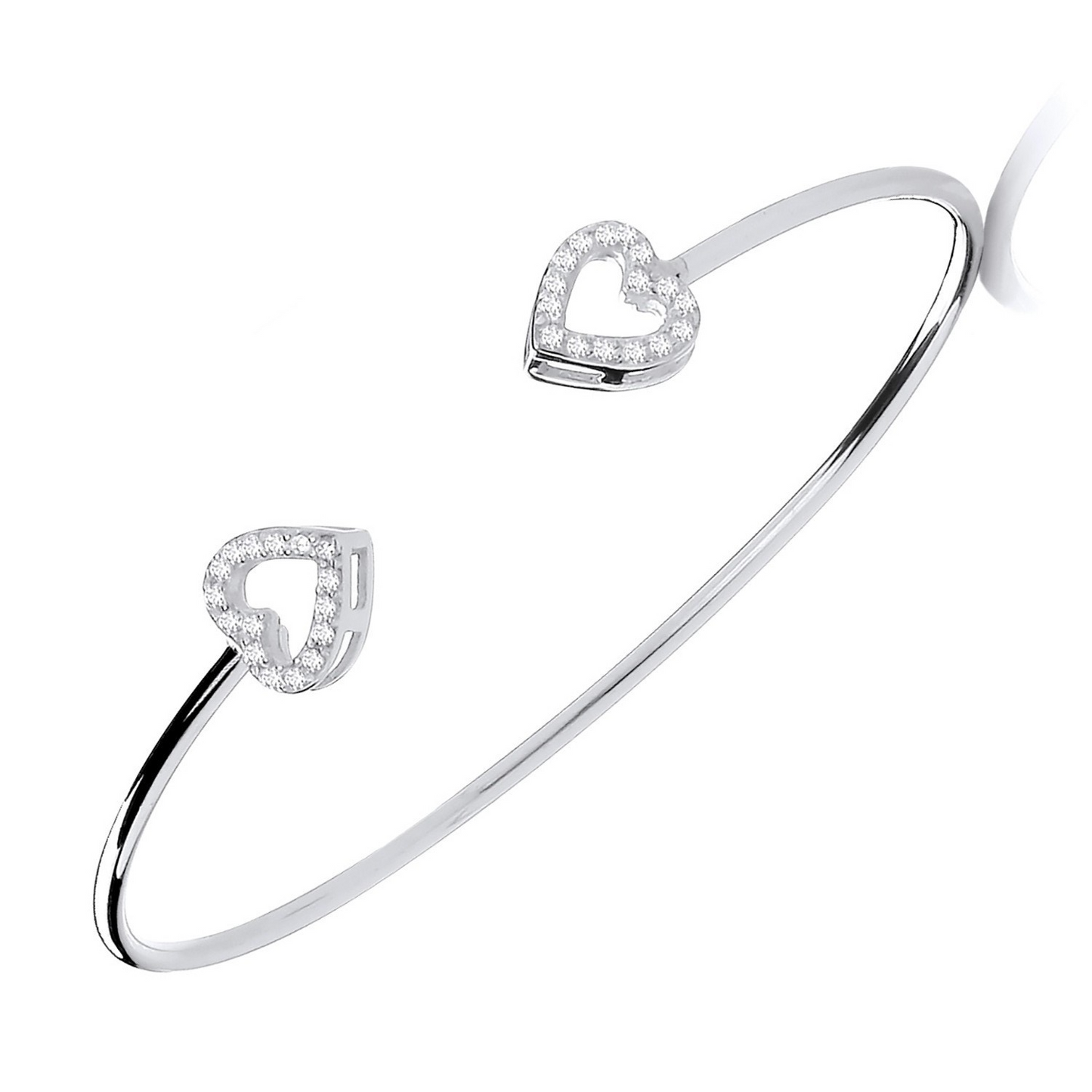 Ladies Sterling Silver Heart Torque Bangle 925 Hallmark Bracelet Cuff