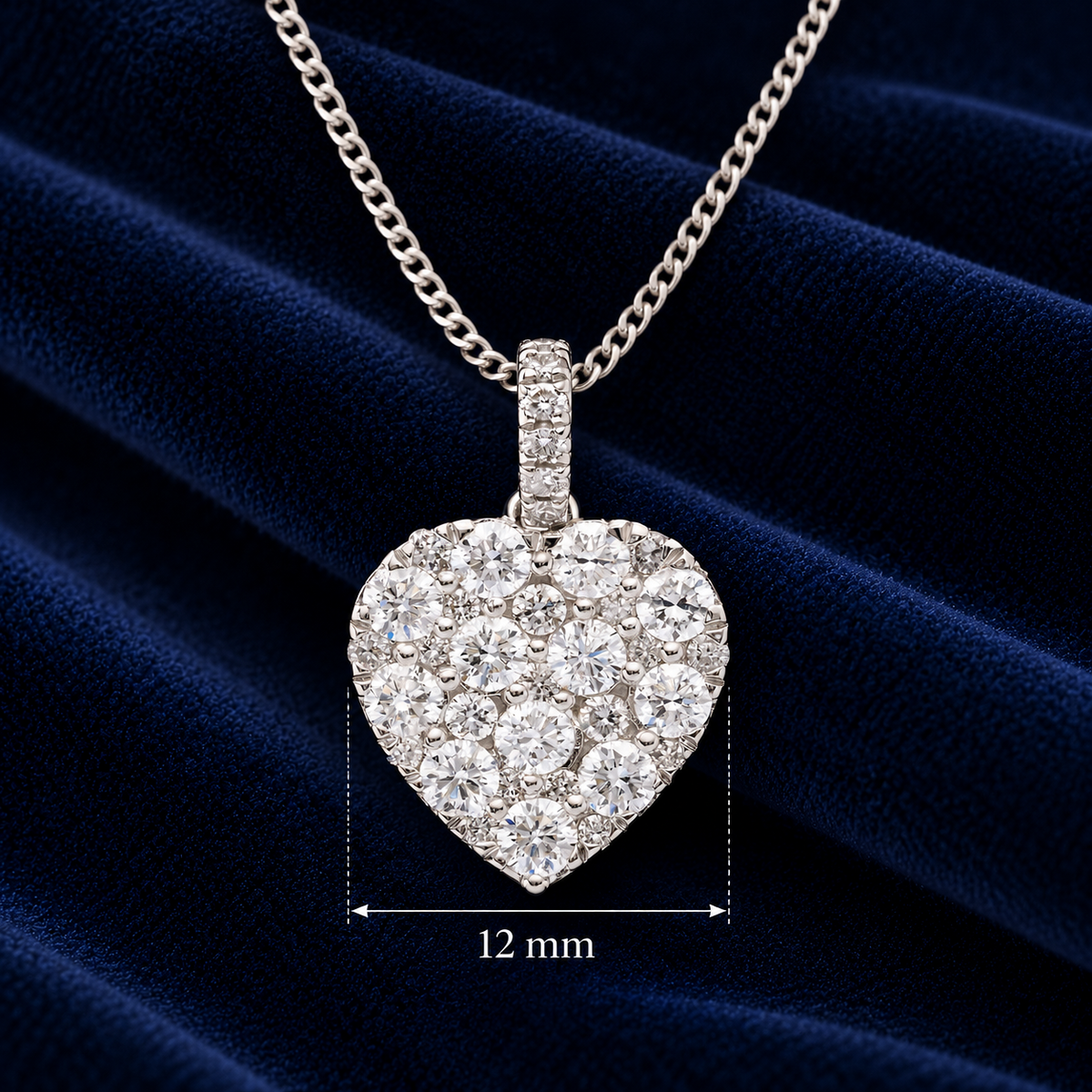 1 Carat Diamond Heart Pendant Necklace 18ct White Gold 18" Chain Real Diamonds