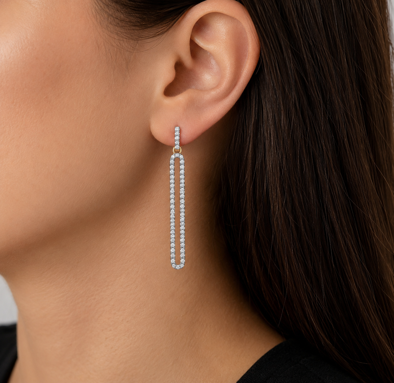 9ct Yellow Gold Natural Diamond Oval Loop Drop Dangle Earrings Elegant Gift