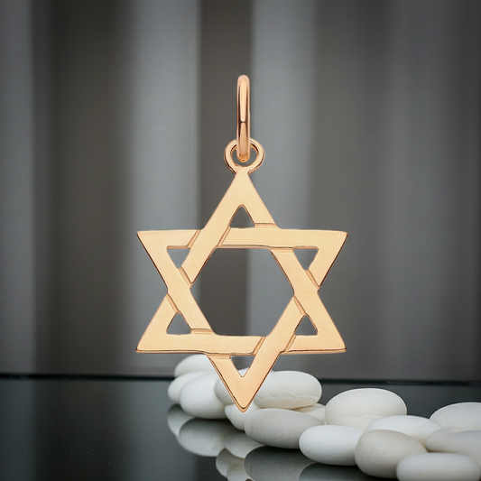 Star of David Pendant 18ct Gold on Sterling Silver 925 Hallmark 17mm Diameter