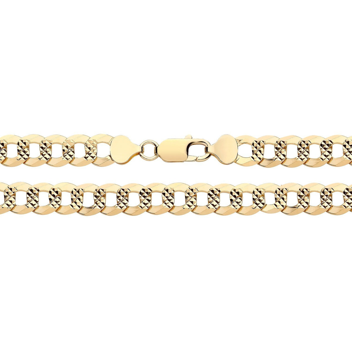 18ct Gold Men's Flat Patterned Curb Bracelet Sterling Silver Hallmarked 9mm Wide