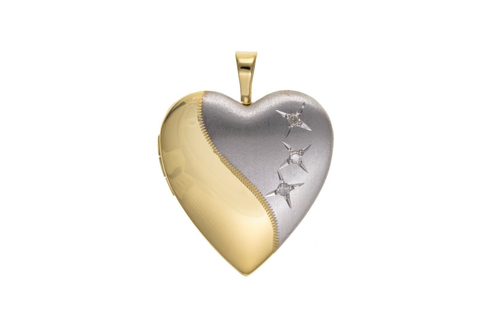 Silver Diamond Heart Locket Yellow Gold Detail 925 Hallmark All Chain Lengths