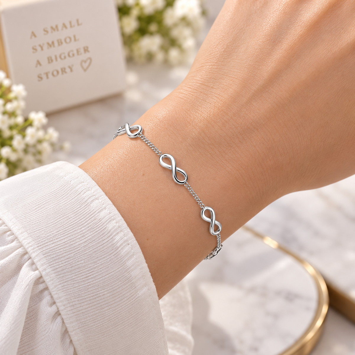 Infinity Symbol Chain Bracelet for Women Lobster Clasp Sterling Silver 925