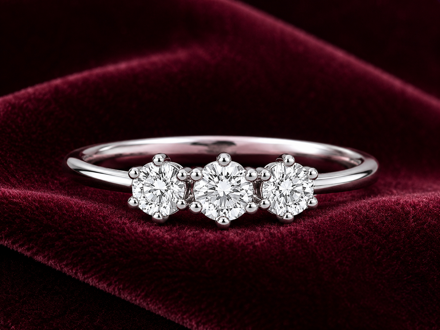 Sterling Silver Three Stone Trilogy Ring 925 Hallmark Engagement Size J-V