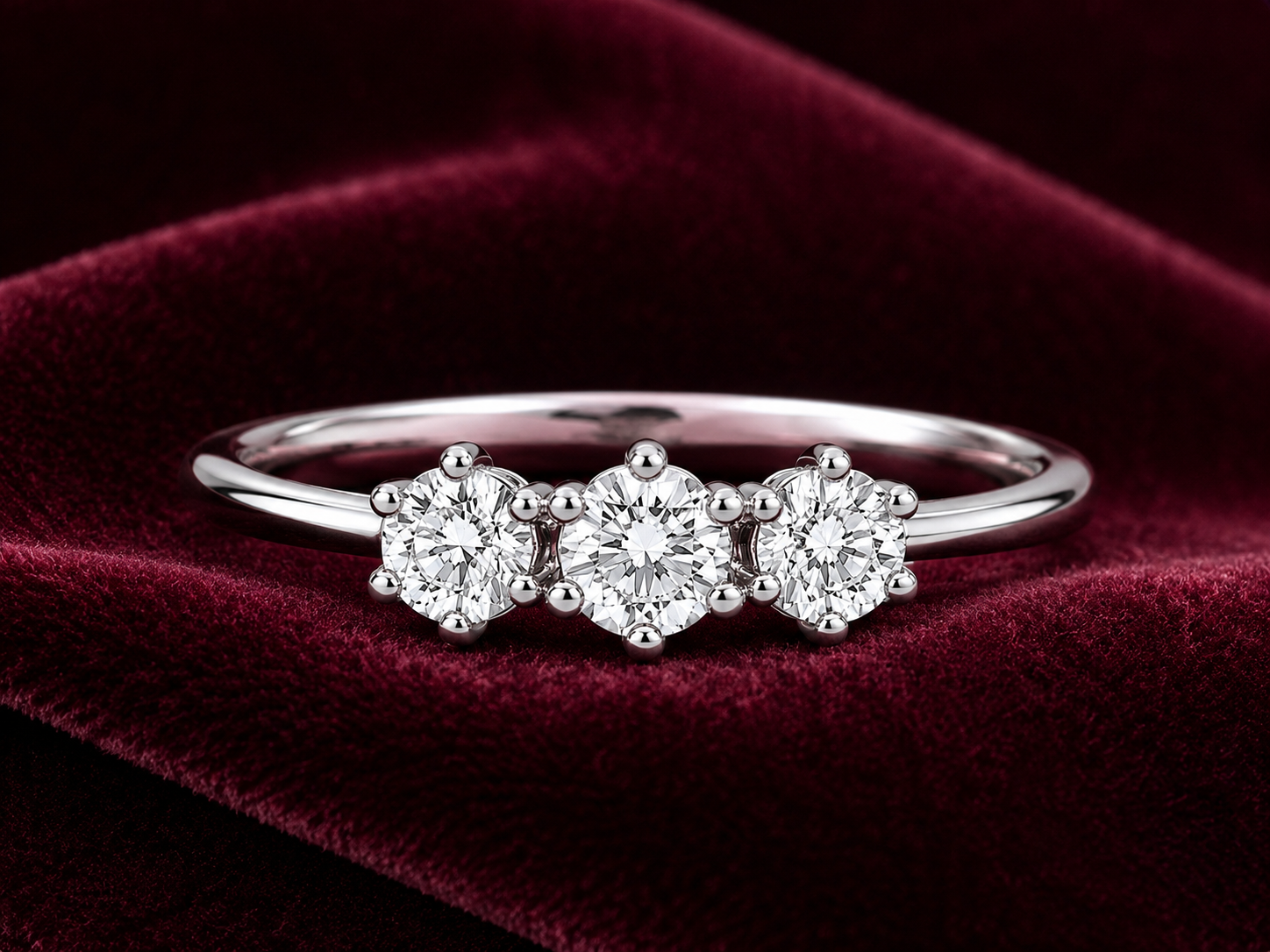 Sterling Silver Three Stone Trilogy Ring 925 Hallmark Engagement Size J-V