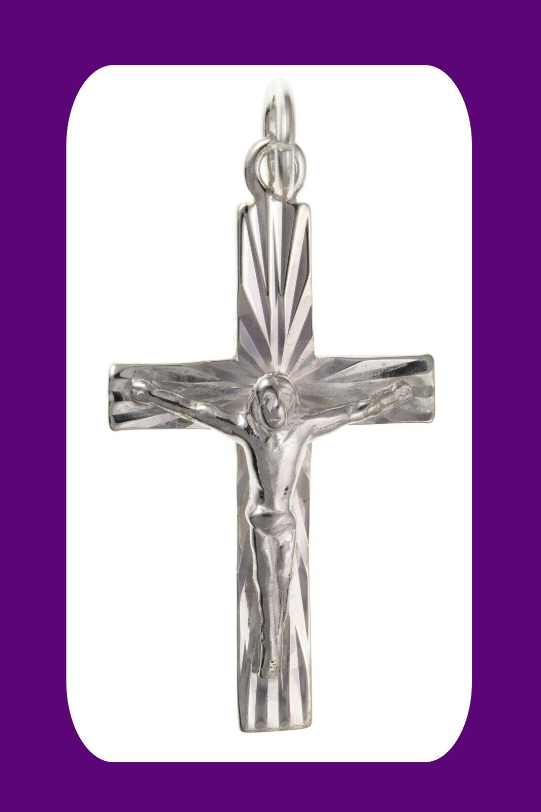 Silver Diamond Cut Crucifix Pendant Sterling Silver 925 Stamp All Chain Lengths