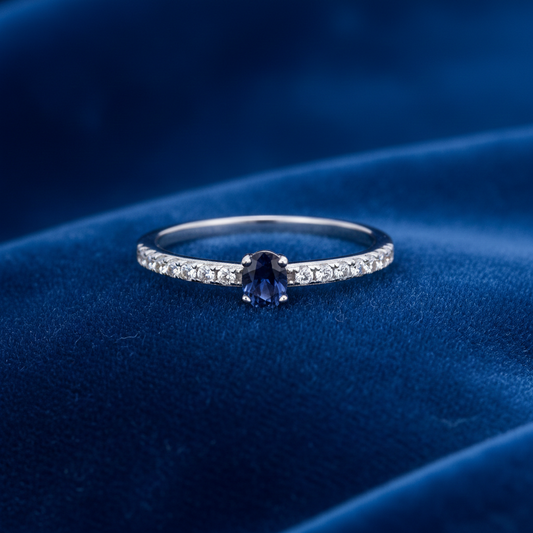 Sapphire Oval Solitaire Ring Solid Sterling Silver 925 Hallmark Sizes K - S