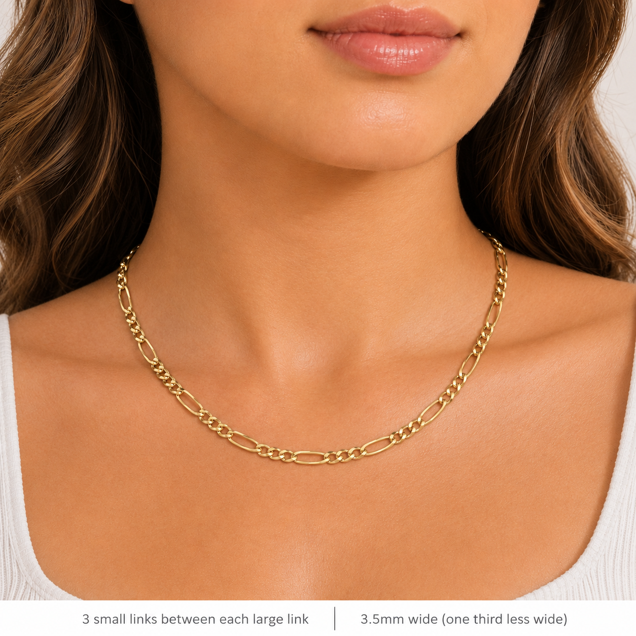 18ct Gold Pave Figaro Chain on Solid Silver Hallmarked 3.5mm wide 18" 7.5 grams