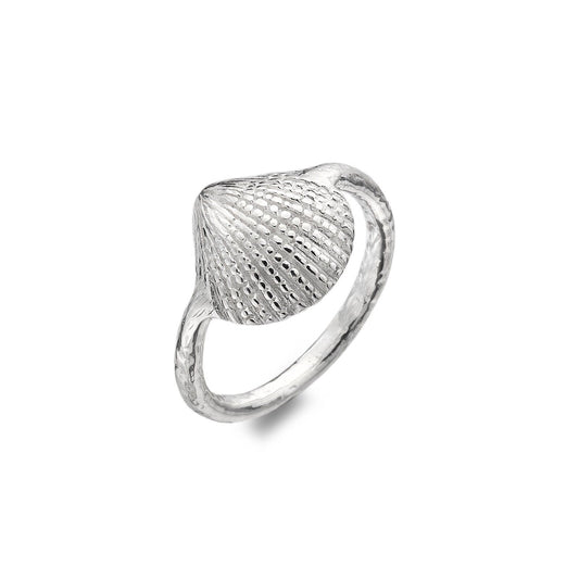 Sterling Silver Cockle Shell Ring Sterling 925 Stamped Size J - Q 
