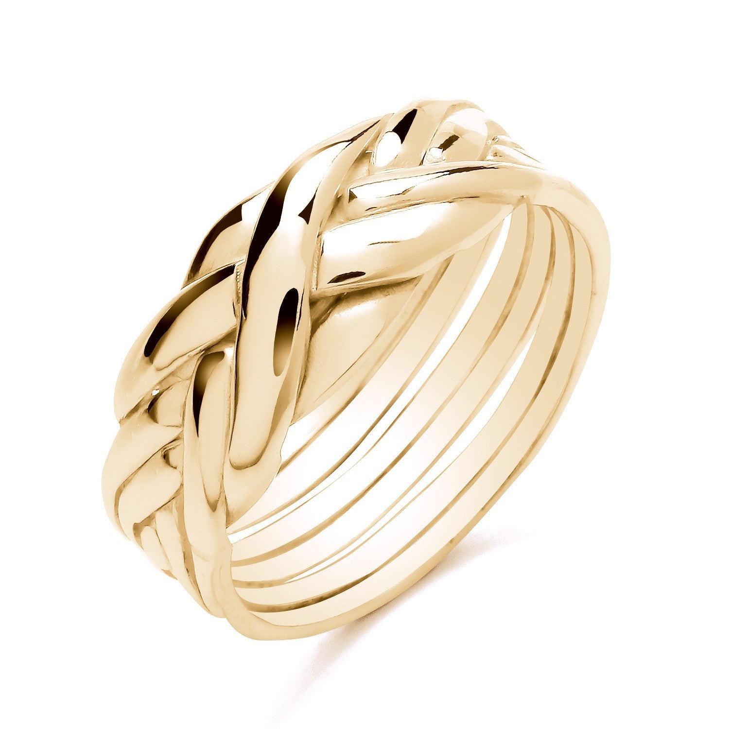 24ct Yellow Gold on Sterling Silver Puzzle Ring 6 Band Size MNOPQRSTUVWXYZ