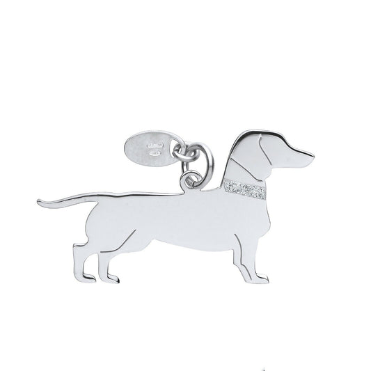 Silver Dachshund Dog Pendant Solid Silver 925 Stamp Pet Jewellery 14-24" Chain