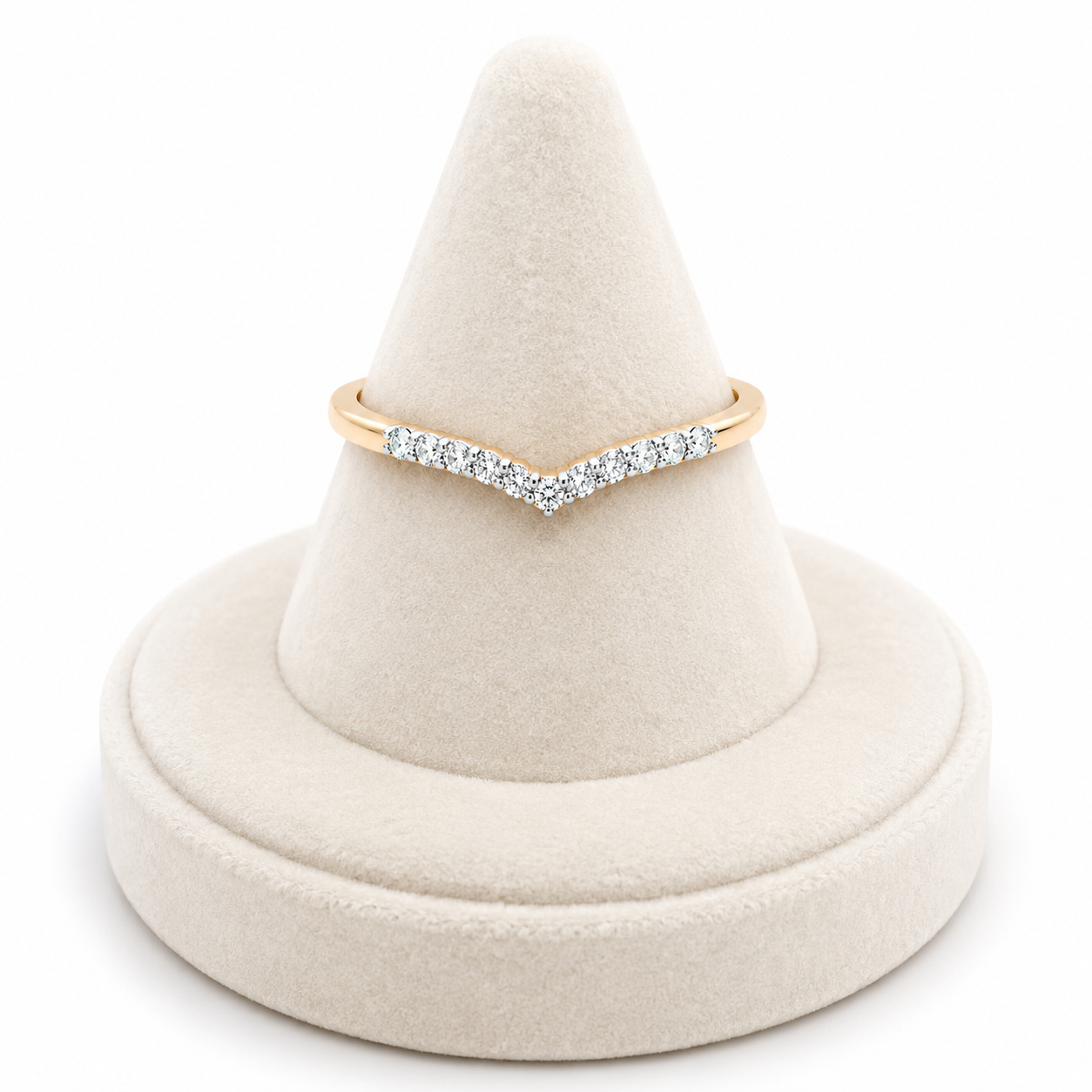 18ct Gold Wishbone Eternity Band Ring on Solid Sterling Silver 925 Hallmark