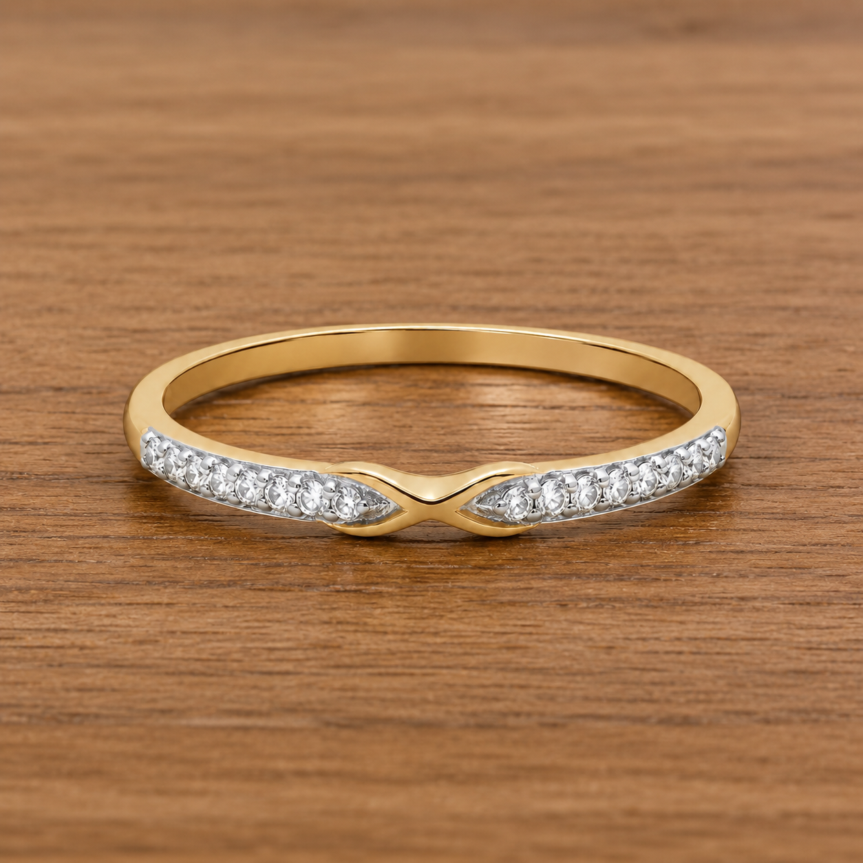 18ct Gold Infinity Eternity Band Ring on Solid Sterling Silver 925 Hallmark