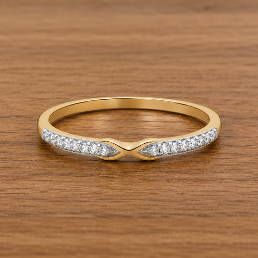 18ct Gold Infinity Eternity Band Ring on Solid Sterling Silver 925 Hallmark