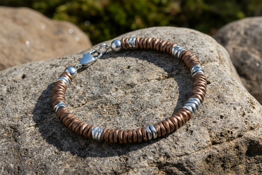 Fred Bennett Stainless Steel Bracelet with Bronze Hematite 21cm B5458