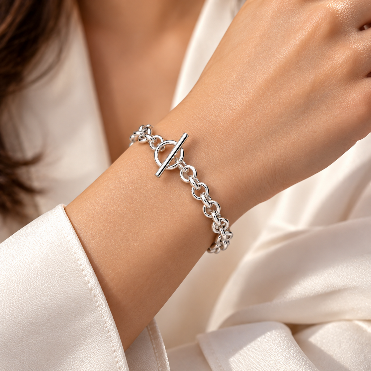 Sterling Silver T Bar Belcher Chain Bracelet Full Hallmark Classic Jewellery