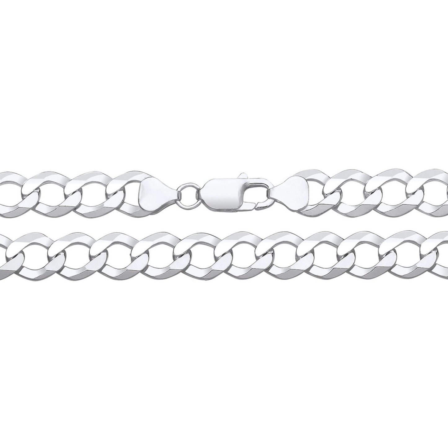 Men's Flat Curb Bracelet Sterling Silver 8" Hallmarked 7.2mm Wide
