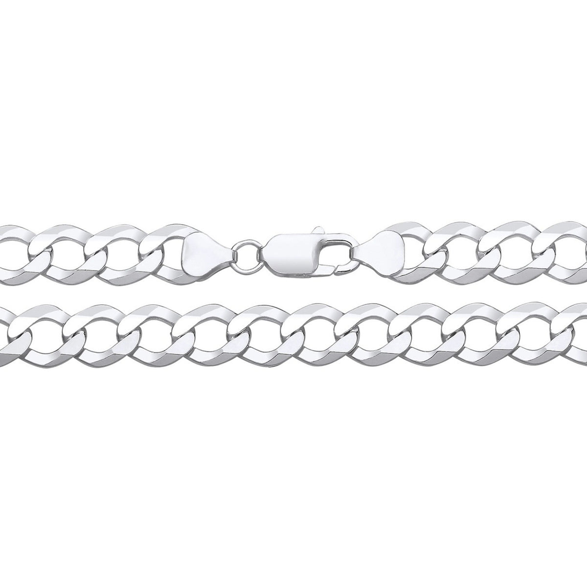 Men's Flat Curb Bracelet Sterling Silver 8" Hallmarked 7.2mm Wide