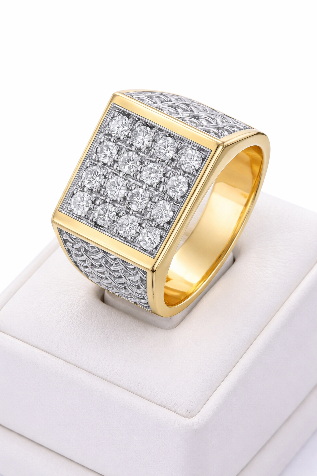 Men's Natural Diamond Ring Solid Yellow and White Gold 0.50ctw Hallmarked