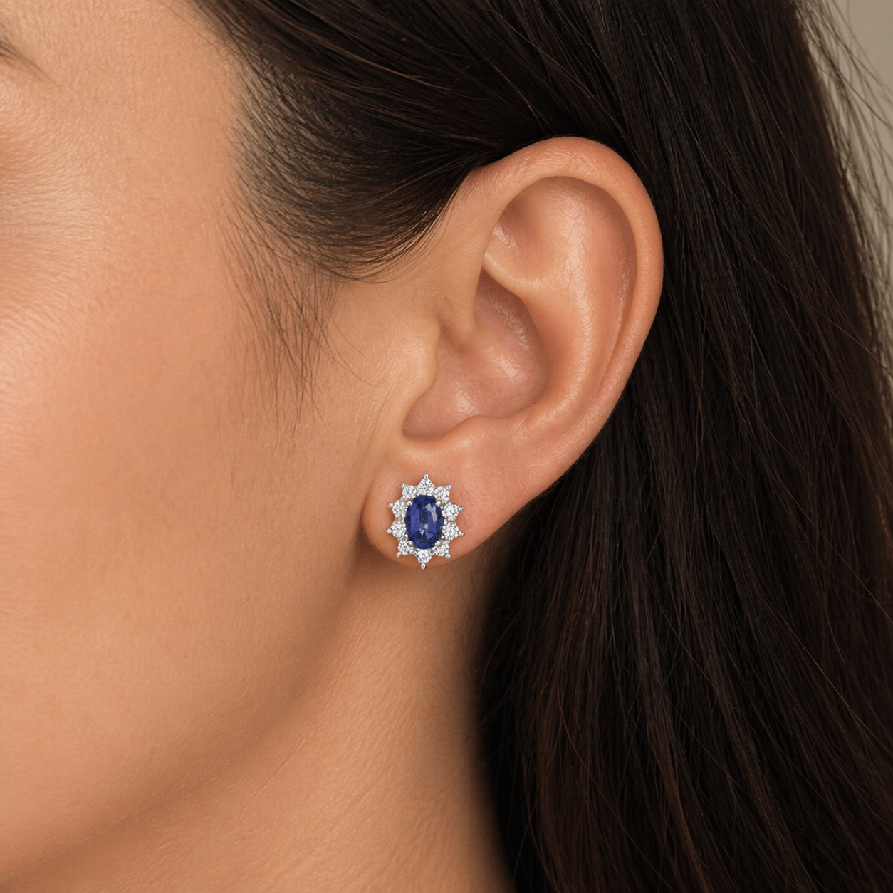 Natural Sapphire and Diamond Earrings Solid 18ct Yellow Gold Hallmarked