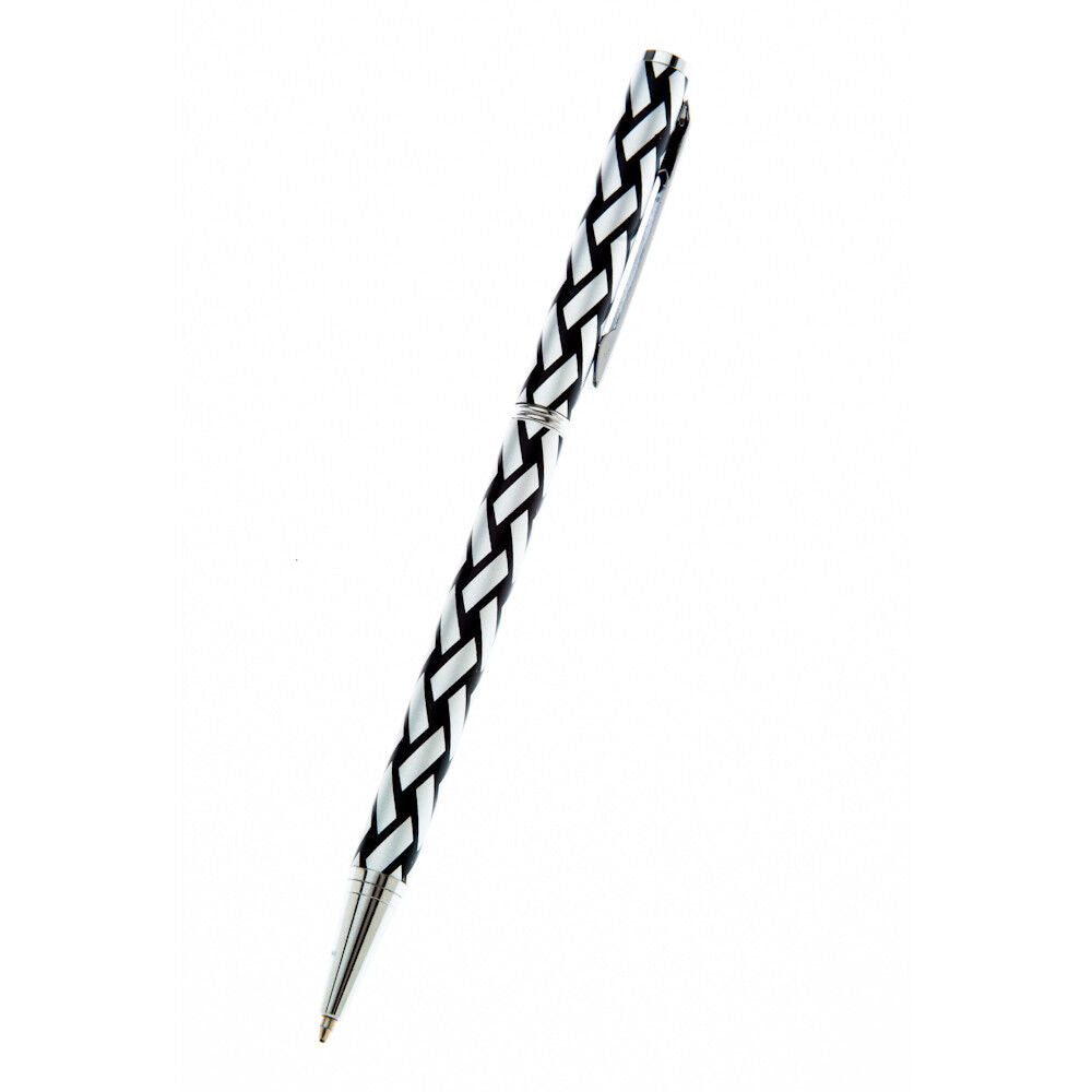 Ballpoint Pen Silver Plated Celtic Plaid Designer Black Ink Brand New Boxed