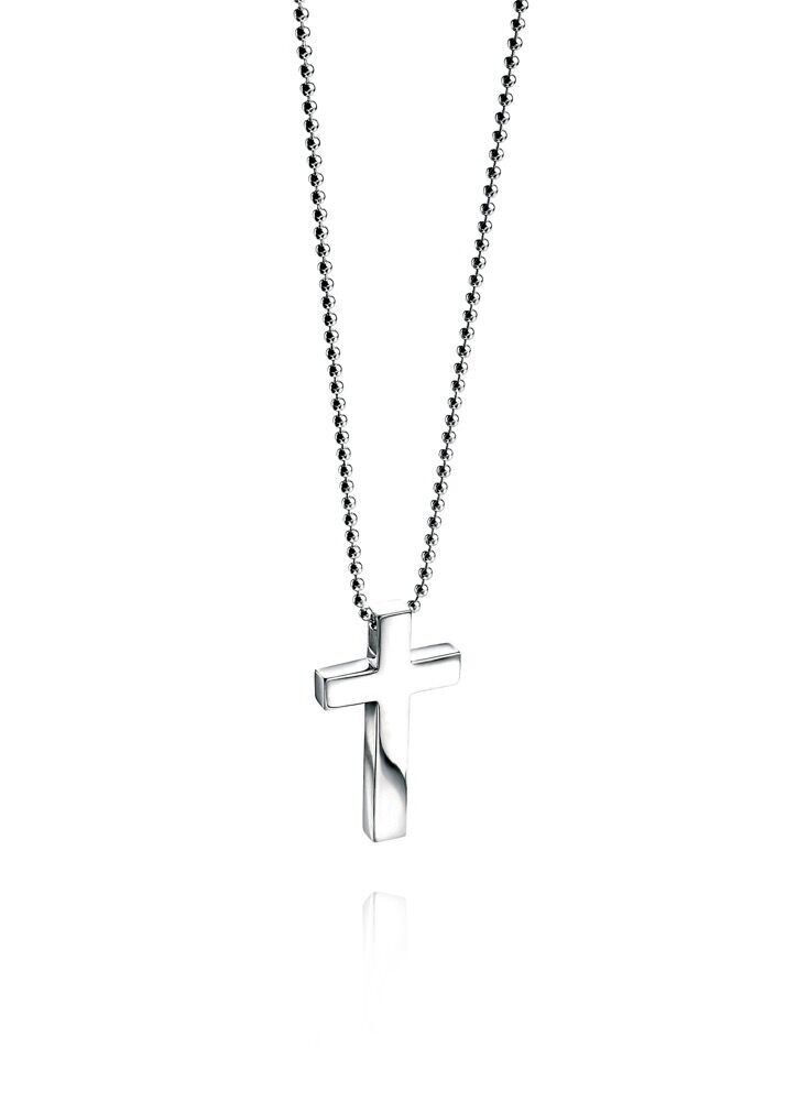 Fred Bennett Plain Cross Pendant Sterling Silver 51cm Ball Chain P1212 hallmark