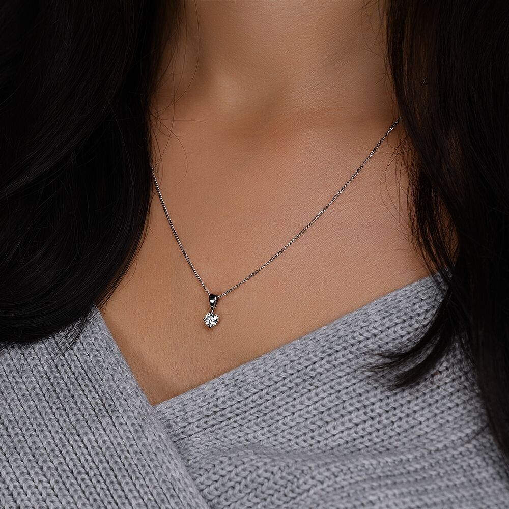 18ct White Gold 0.35ct Claw Set Diamond Solitaire Pendant Hallmarked