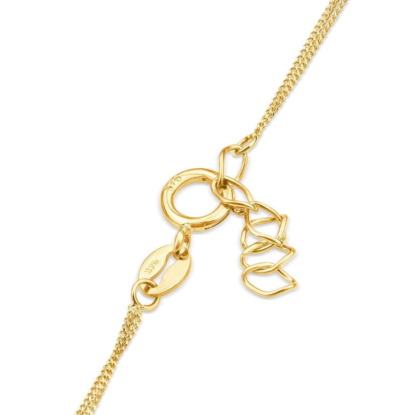 Infinity Heart Double Chain Gold Bracelet 9ct Yellow Gold 375 Hallmark 17-19cm