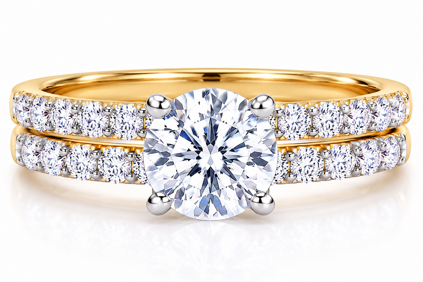 18ct Gold Bridal Set Rings Wedding Engagement on Sterling Silver 925 Size K - U