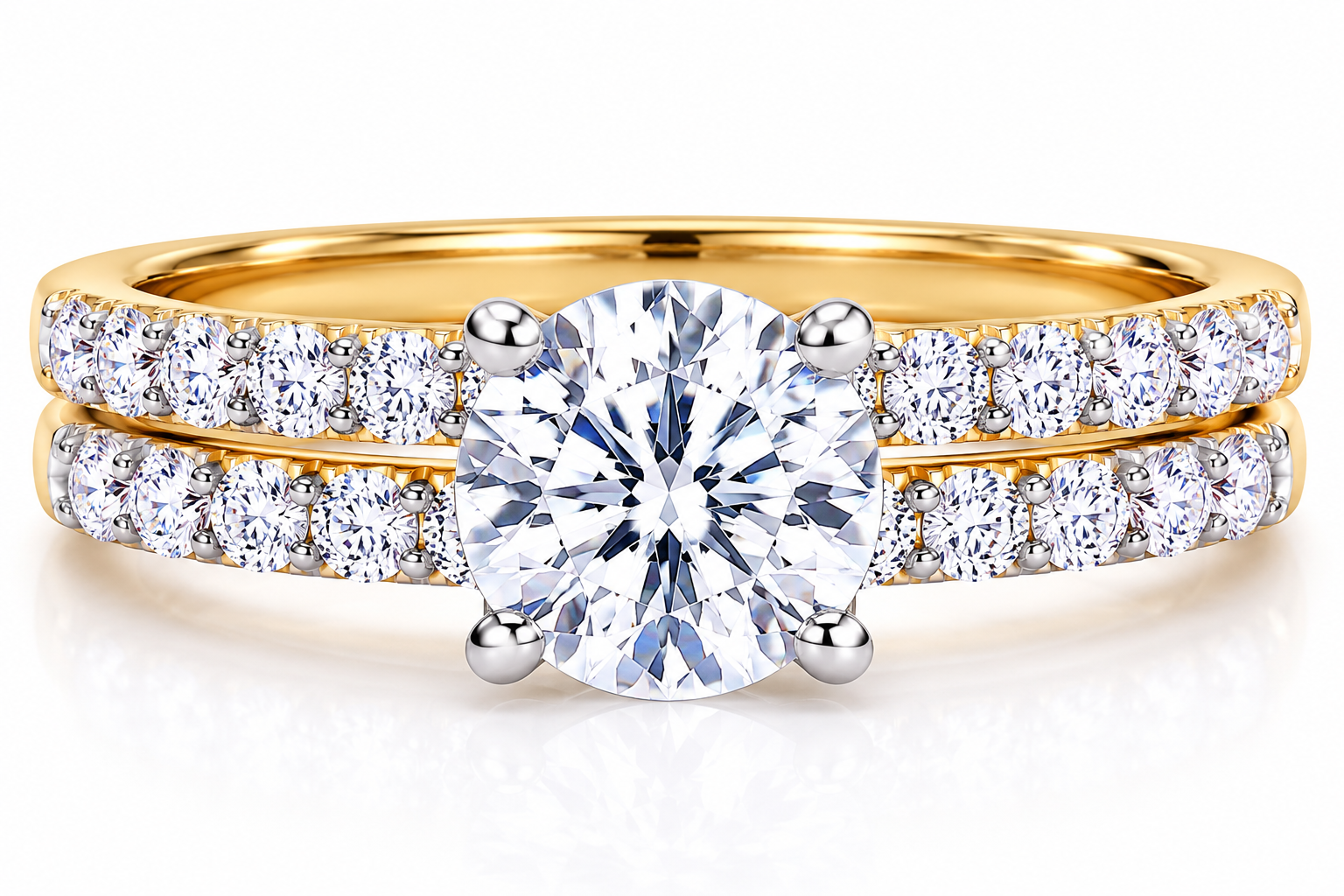 18ct Gold Bridal Set Rings Wedding Engagement on Sterling Silver 925 Size K - U